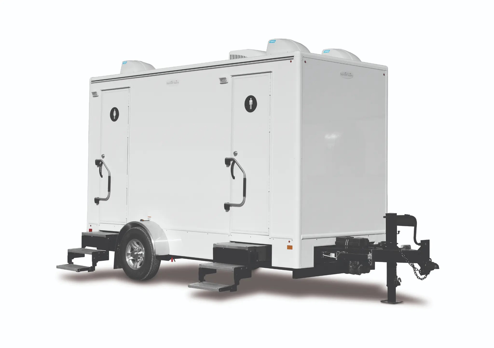 Luxury restroom trailer at a wedding event